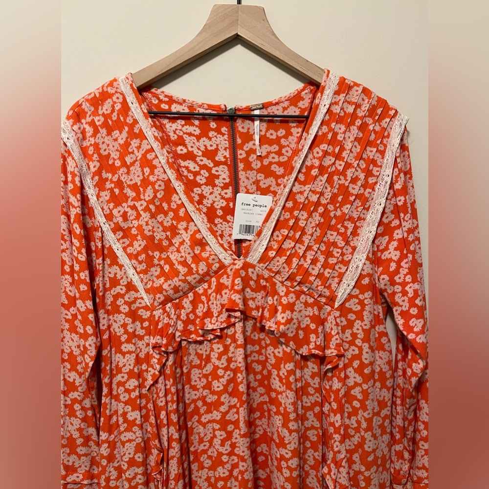 Free People Paprika Combo Floral Bohemian Lace Flowy Dress - Picture 3 of 10